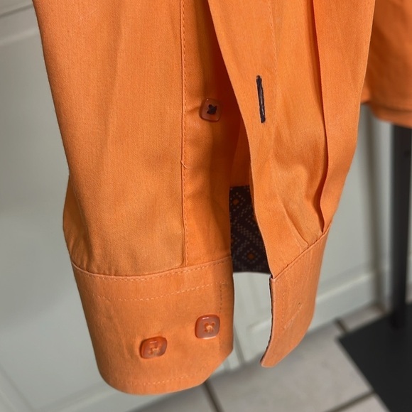 Cinch Men's Button-Down Western Dressy Shirt Solid Orange Size XL Collared - Picture 4 of 12